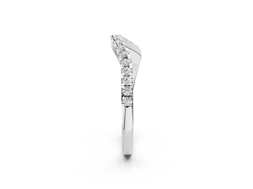 Silver Round Diamond Pavé Twist Band with U-Prong Setting