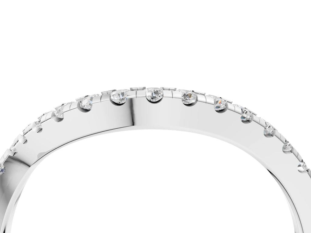 Silver Round Diamond Pavé Twist Band with U-Prong Setting