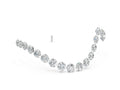 Silver Round Diamond Pavé V-Shaped Contour Band with Shared Prong Setting