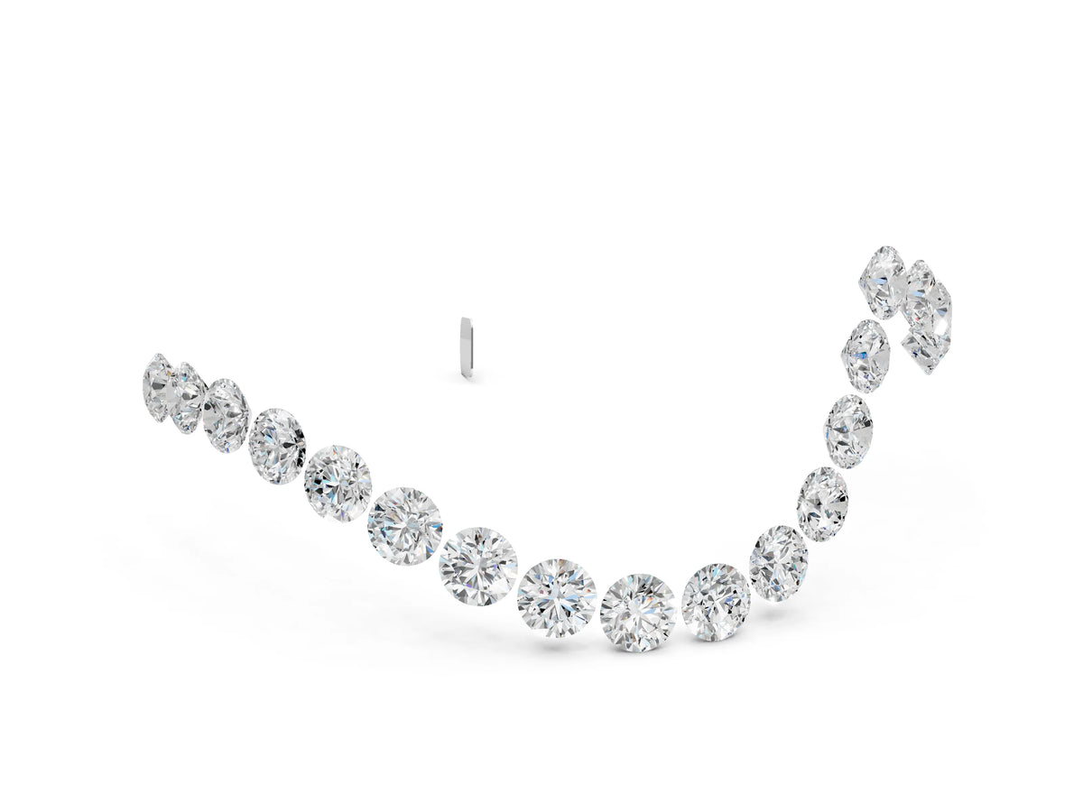 Silver Round Diamond Pavé V-Shaped Contour Band with Shared Prong Setting
