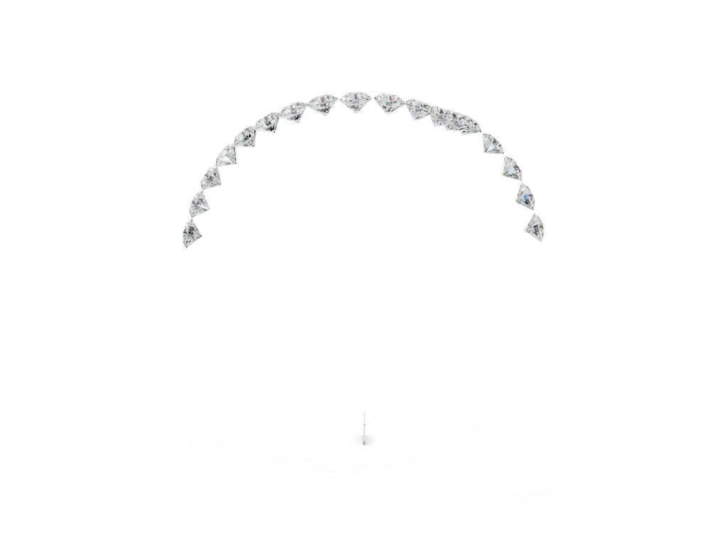 Silver Round Diamond Pavé V-Shaped Contour Band with Shared Prong Setting