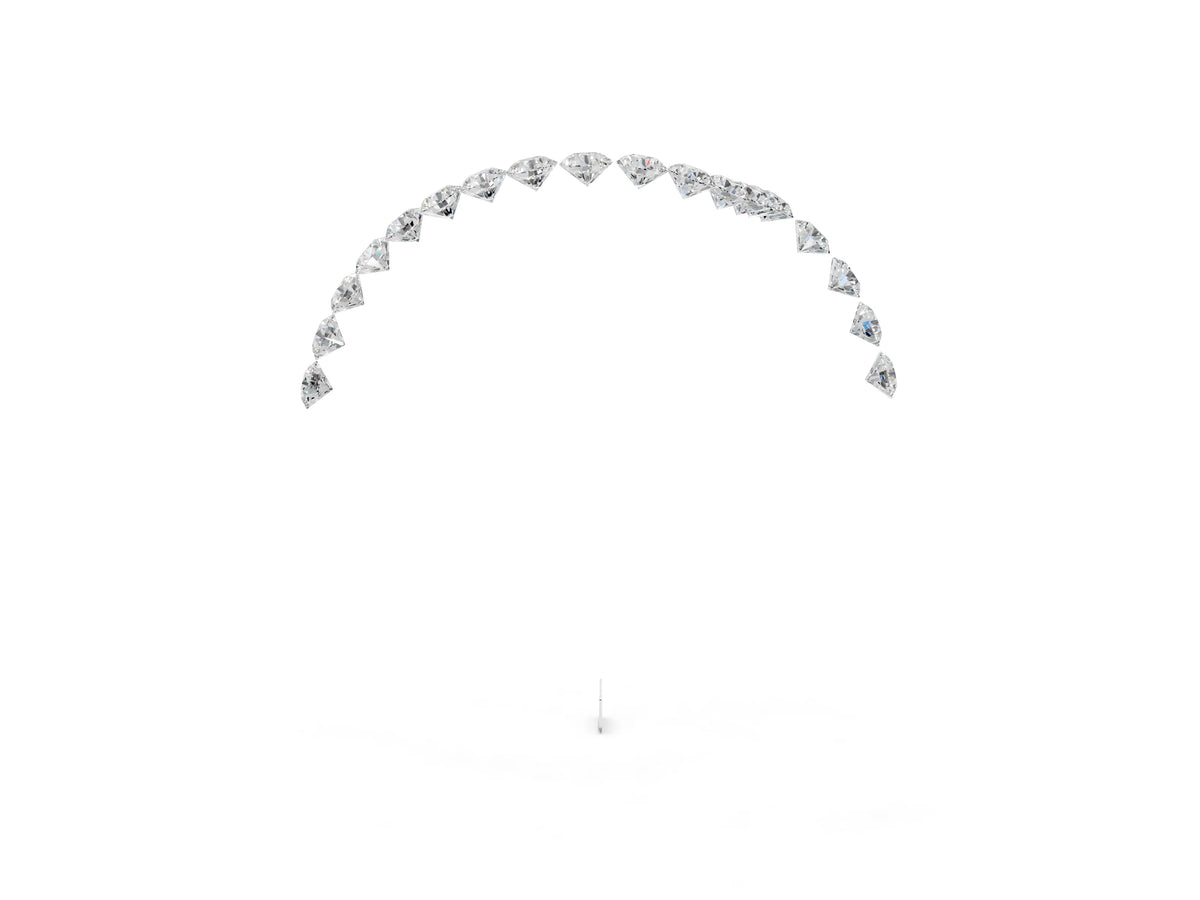 Silver Round Diamond Pavé V-Shaped Contour Band with Shared Prong Setting