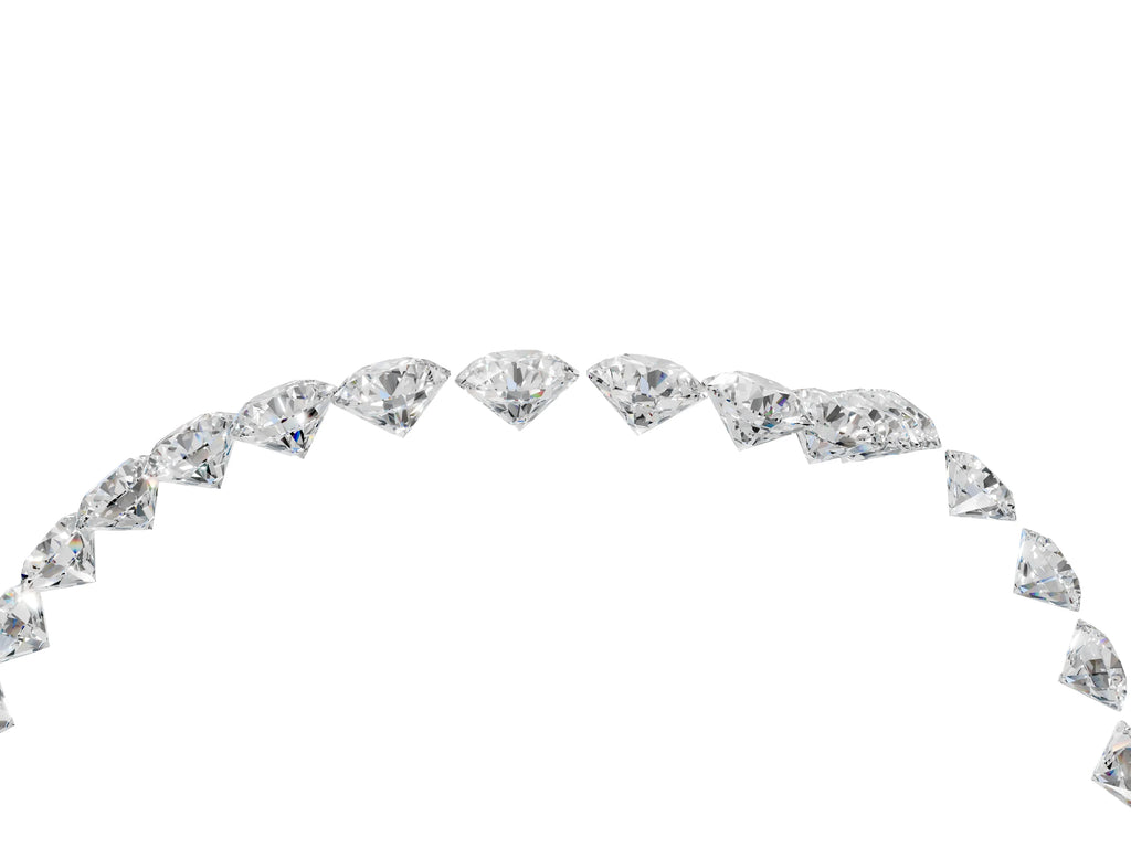 Silver Round Diamond Pavé V-Shaped Contour Band with Shared Prong Setting