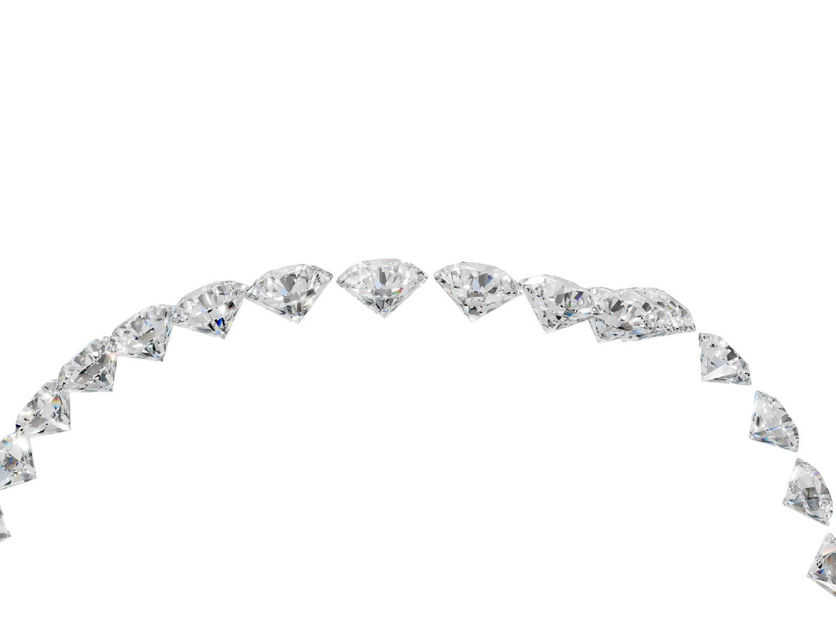 Silver Round Diamond Pavé V-Shaped Contour Band with Shared Prong Setting