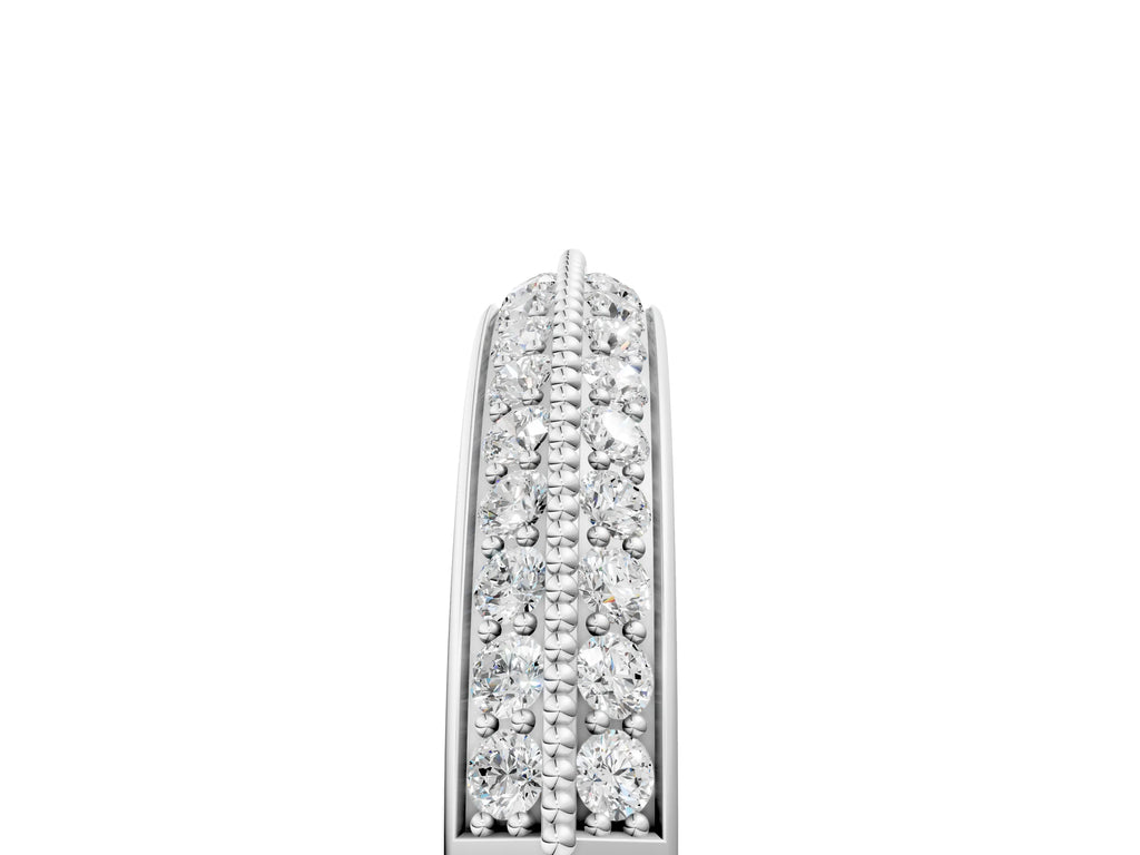 Silver Round Diamond Pave Eternity Band with Milgrain Edging
