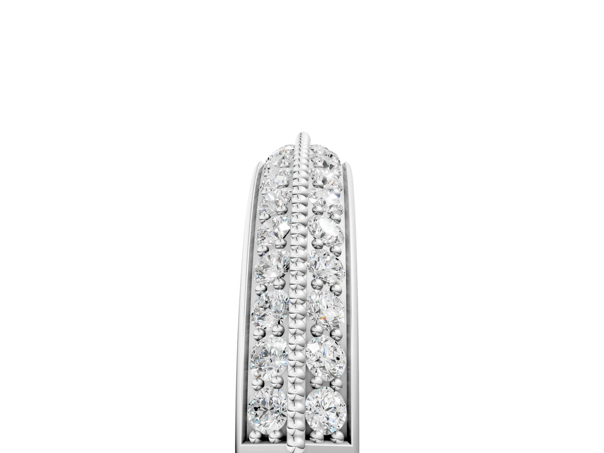Silver Round Diamond Pave Eternity Band with Milgrain Edging