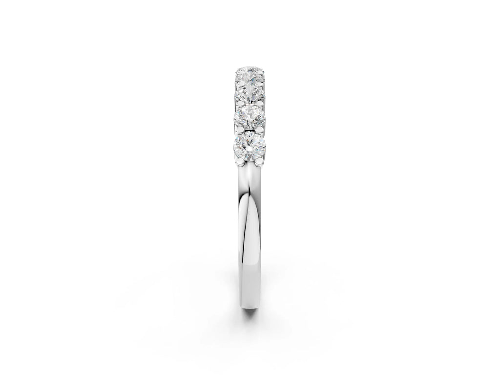 Silver Round Diamond Prong Set Half-Eternity Band