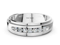 Silver Round Diamond Seven-Stone Channel Set Mens Band