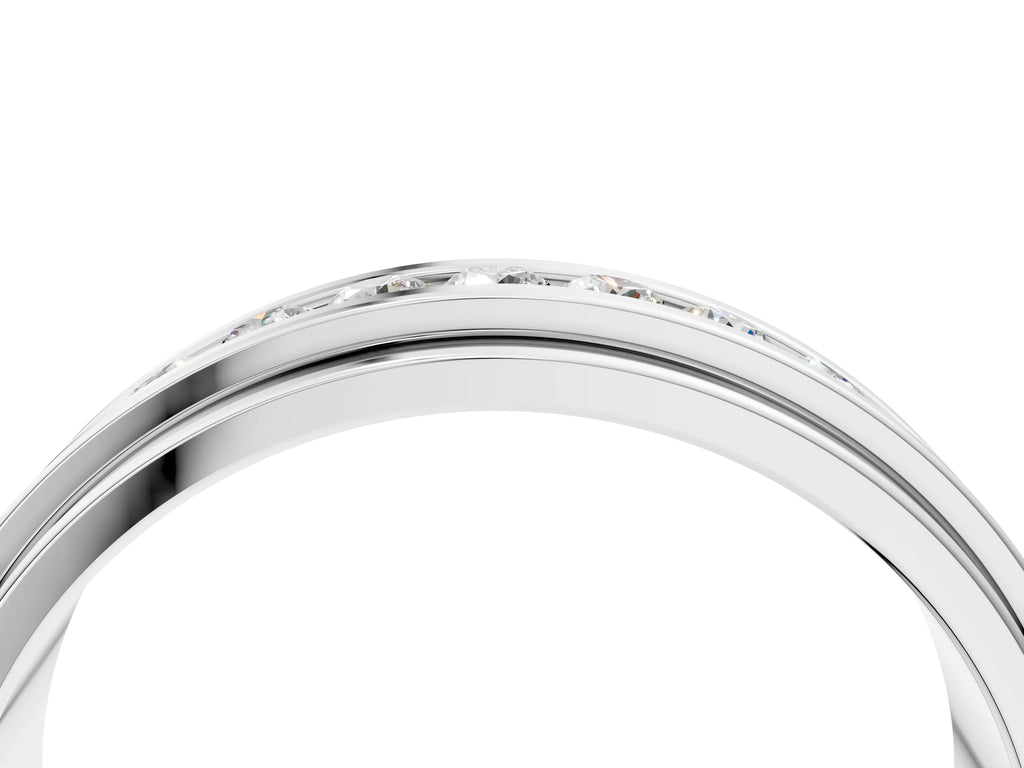 Silver Round Diamond Seven-Stone Channel Set Mens Band