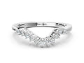 Silver Round Diamond V-Shaped White Gold Band with Prong Setting