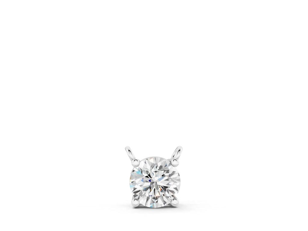 Silver Round Solitaire Pendant with Four-Prong Basket Setting