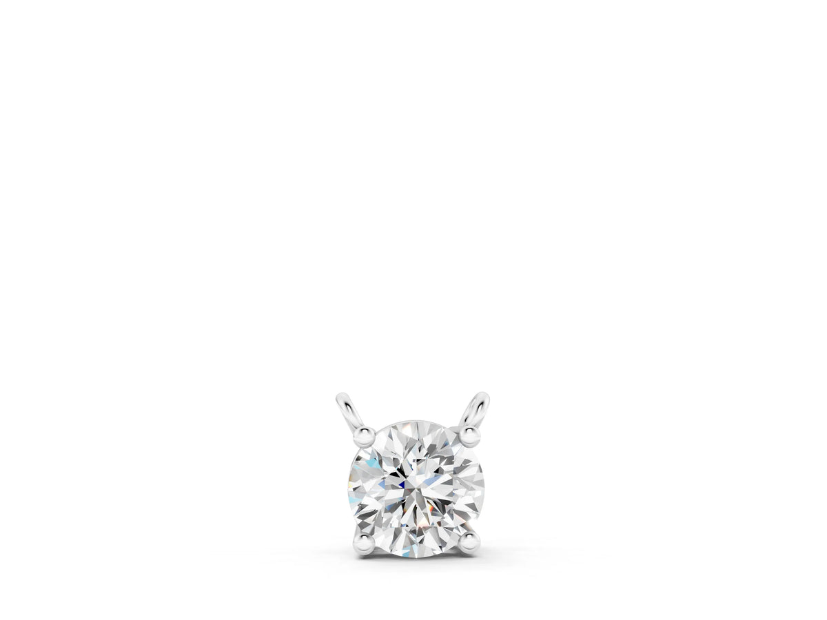 Silver Round Solitaire Pendant with Four-Prong Basket Setting