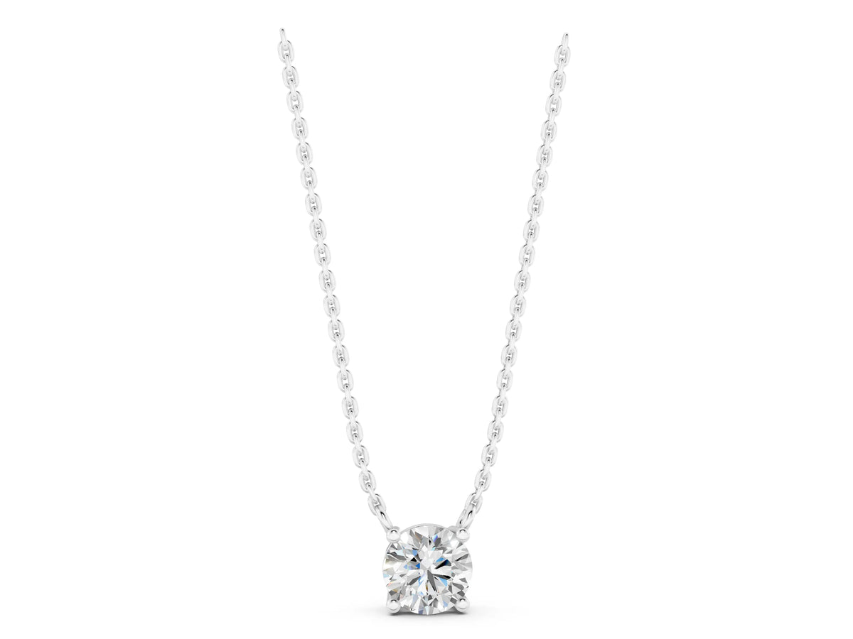 Silver Round Solitaire Pendant with Four-Prong Basket Setting