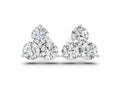 Silver Triangular Cluster Round Diamond Stud Earrings with Prong Setting