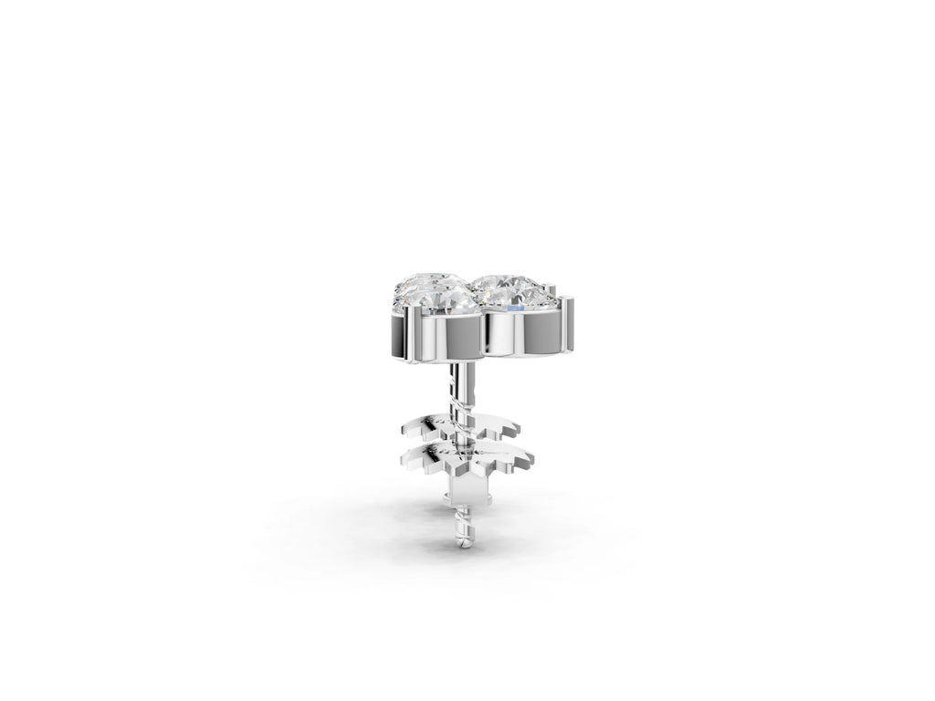 Silver Triangular Cluster Round Diamond Stud Earrings with Prong Setting