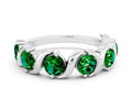 Six-Stone Round Emerald Wave Band in Platinum with Shared Prong Setting 