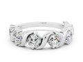 Six-Stone Round Moissanite Wave Band in Platinum with Shared Prong Setting 