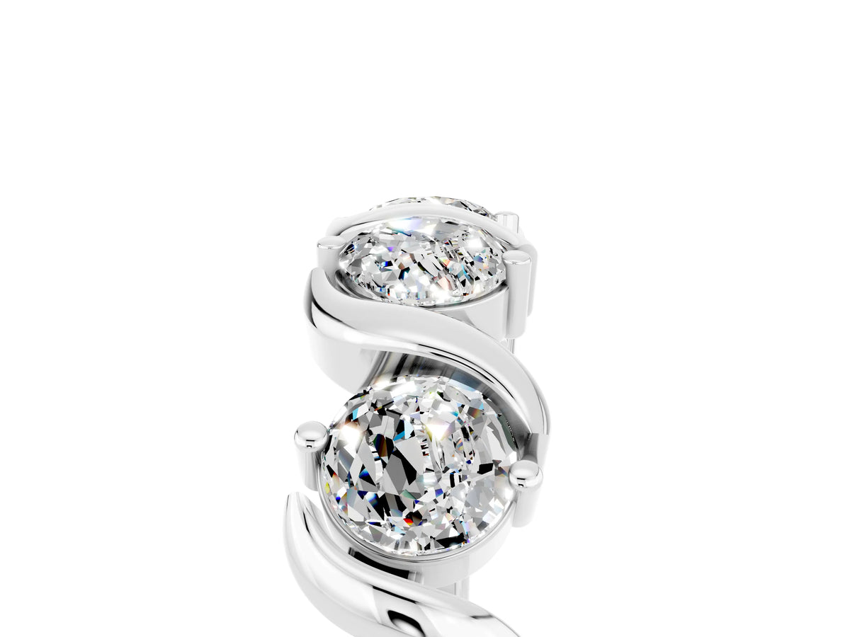 Six-Stone Round Moissanite Wave Band in Platinum with Shared Prong Setting