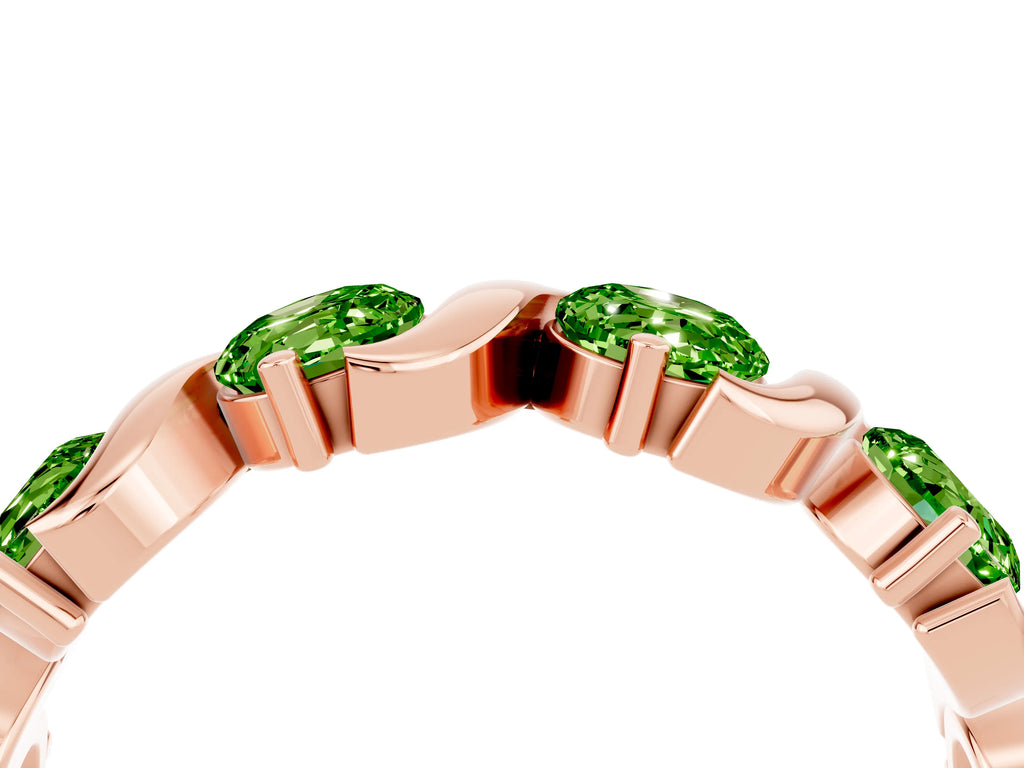 Six-Stone Round Peridot Wave Band in Rose gold with Shared Prong Setting