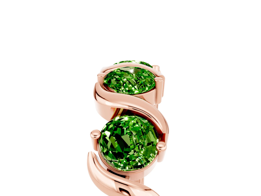 Six-Stone Round Peridot Wave Band in Rose gold with Shared Prong Setting