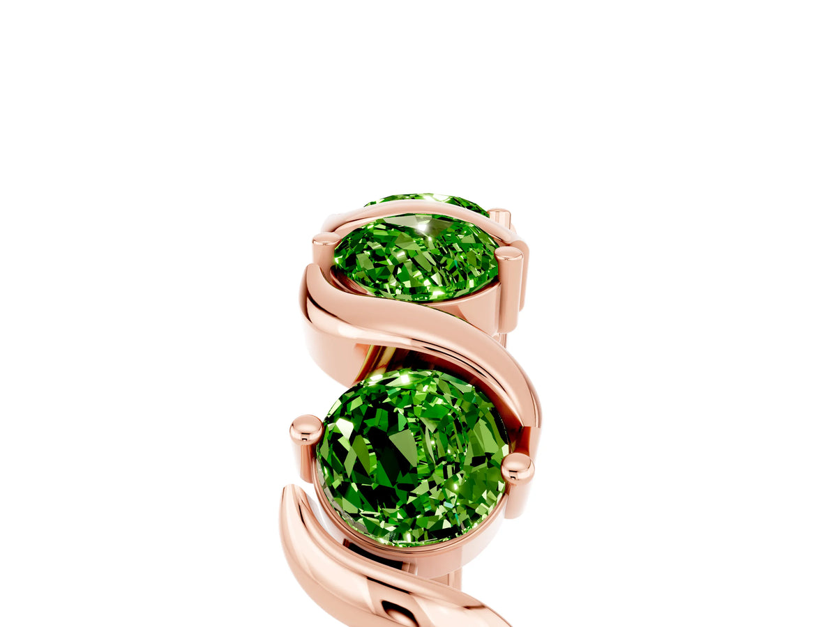 Six-Stone Round Peridot Wave Band in Rose gold with Shared Prong Setting