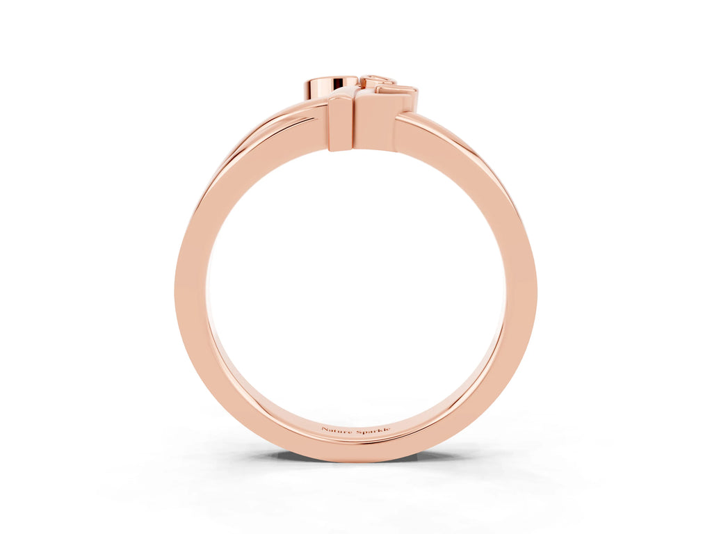 Three-Stone Round Citrine Leaf Bypass Ring in Rose gold with Bezel Setting