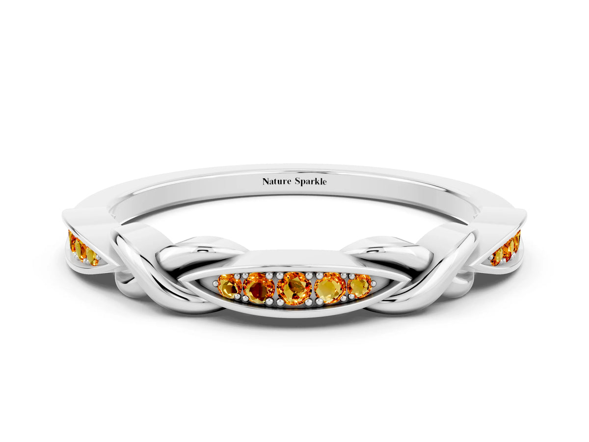 Twisted Marquise Citrine Pavé Band in Silver with Shared Prong Setting