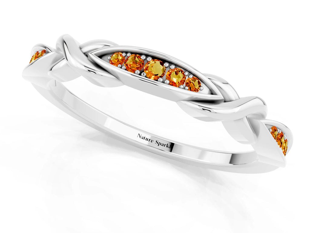 Twisted Marquise Citrine Pavé Band in Silver with Shared Prong Setting