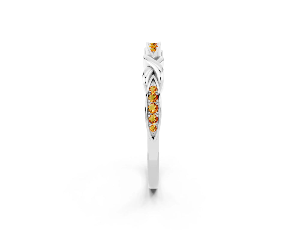 Twisted Marquise Citrine Pavé Band in Silver with Shared Prong Setting