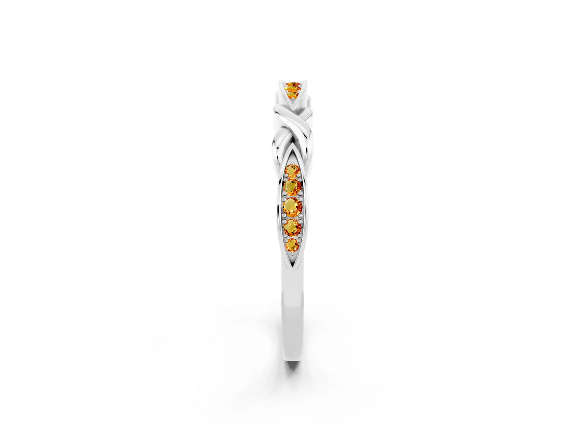 Twisted Marquise Citrine Pavé Band in Silver with Shared Prong Setting