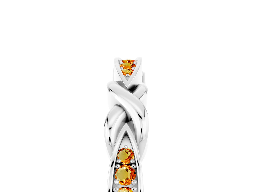 Twisted Marquise Citrine Pavé Band in Silver with Shared Prong Setting