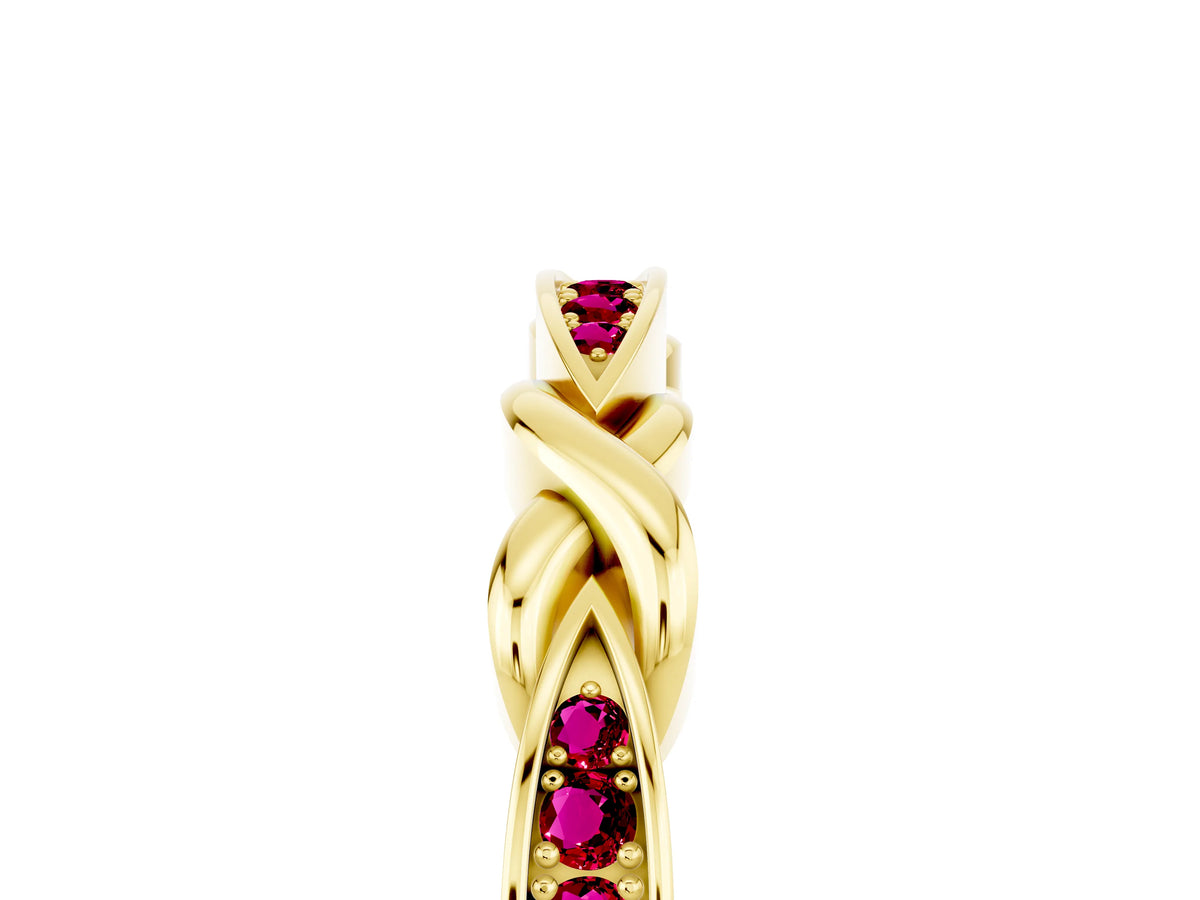 Twisted Marquise Garnet Pavé Band in Yellow gold with Shared Prong Setting