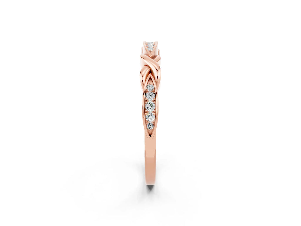Twisted Marquise Moissanite Pavé Band in Rose gold with Shared Prong Setting