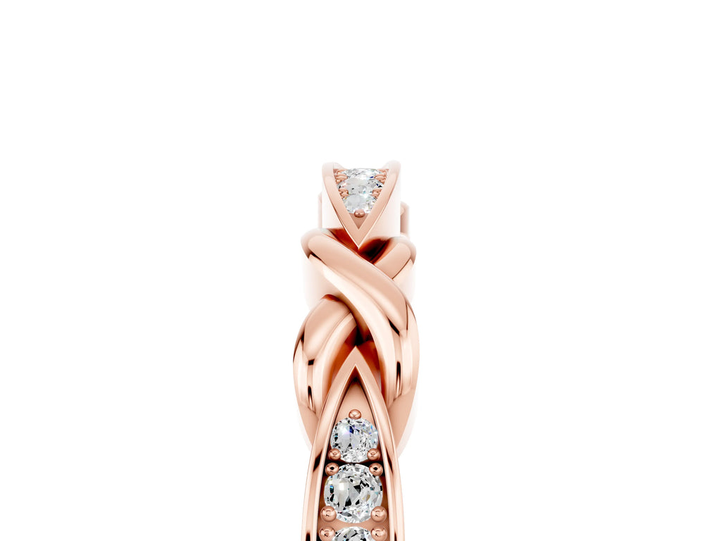 Twisted Marquise Moissanite Pavé Band in Rose gold with Shared Prong Setting