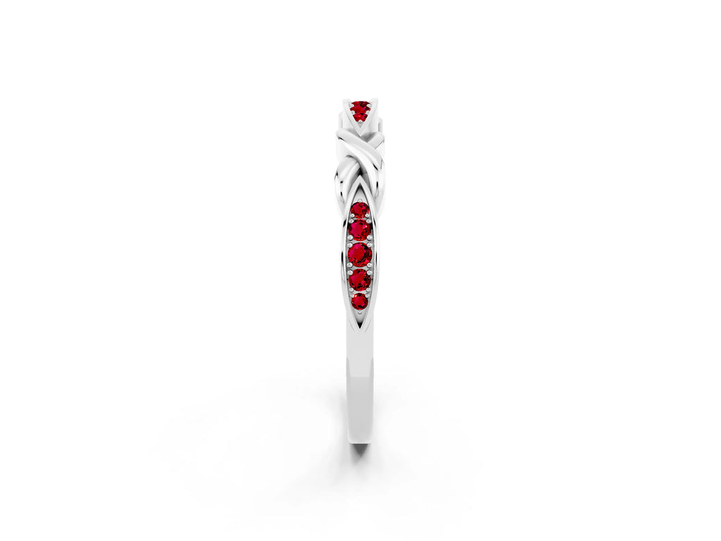 Twisted Marquise Ruby Pavé Band in Silver with Shared Prong Setting