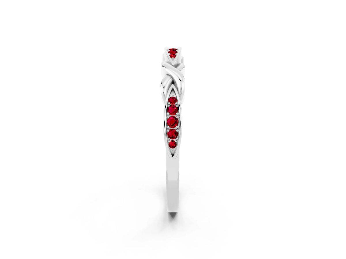 Twisted Marquise Ruby Pavé Band in Silver with Shared Prong Setting