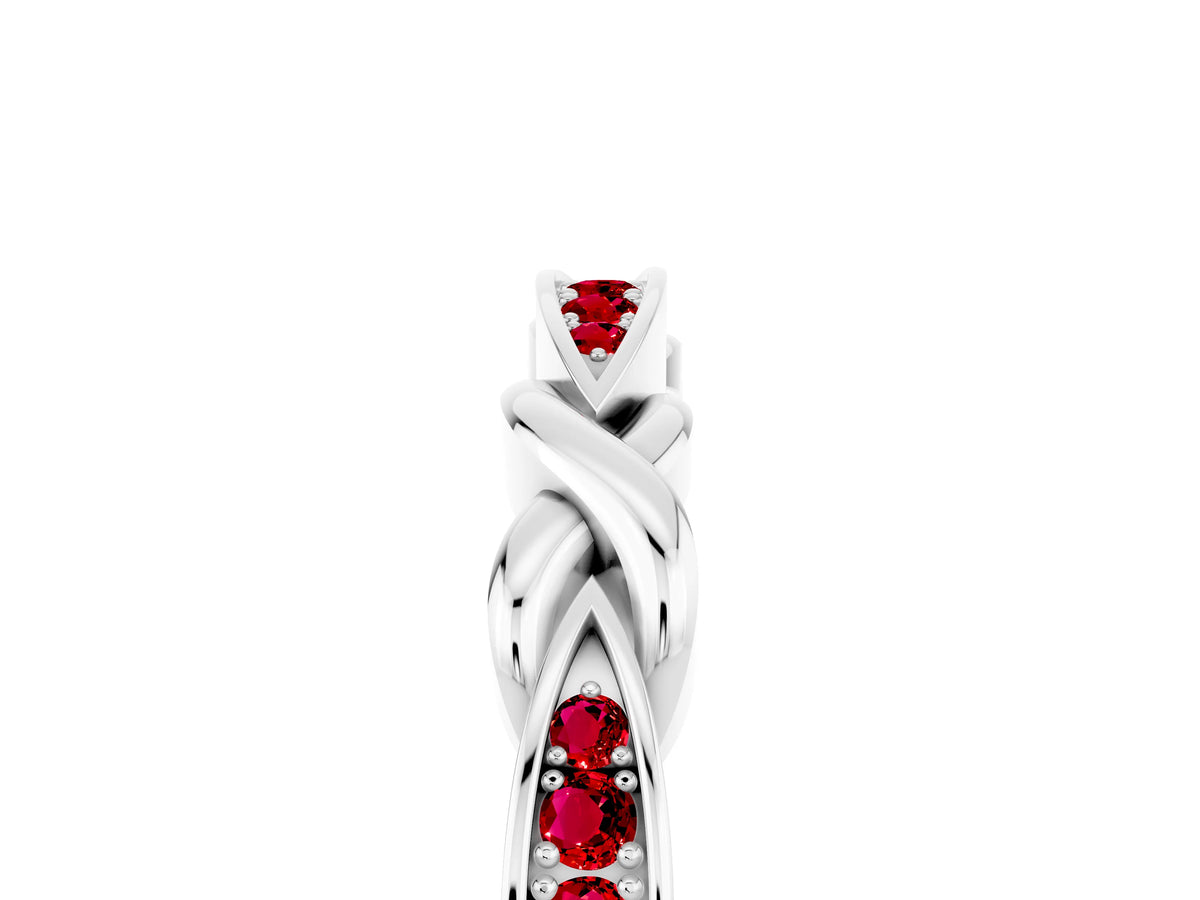 Twisted Marquise Ruby Pavé Band in Silver with Shared Prong Setting