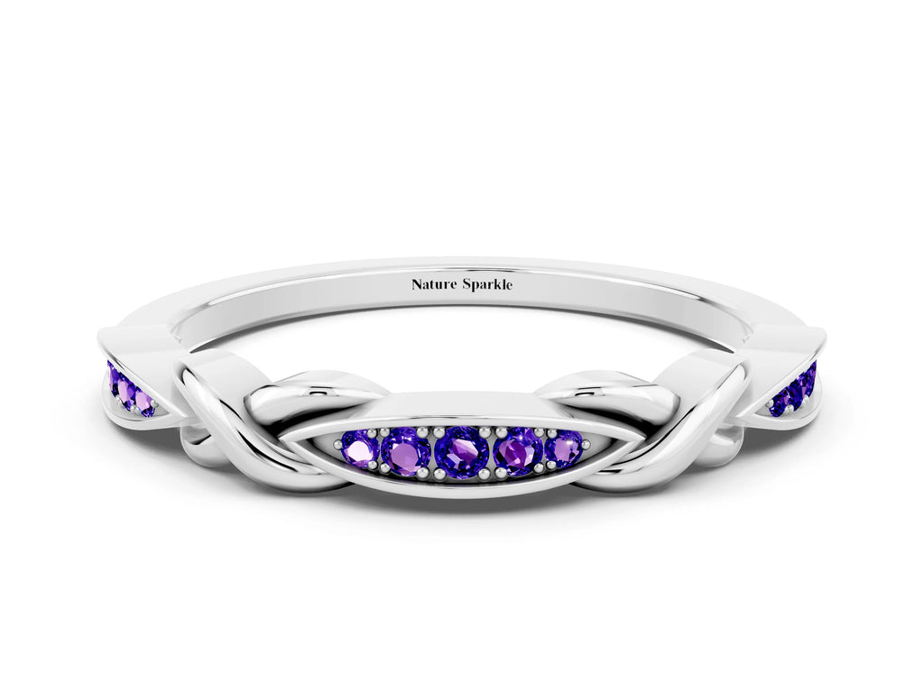 Twisted Marquise Tanzanite Pavé Band in Platinum with Shared Prong Setting