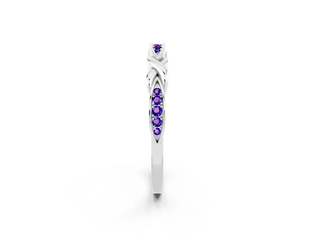 Twisted Marquise Tanzanite Pavé Band in Platinum with Shared Prong Setting