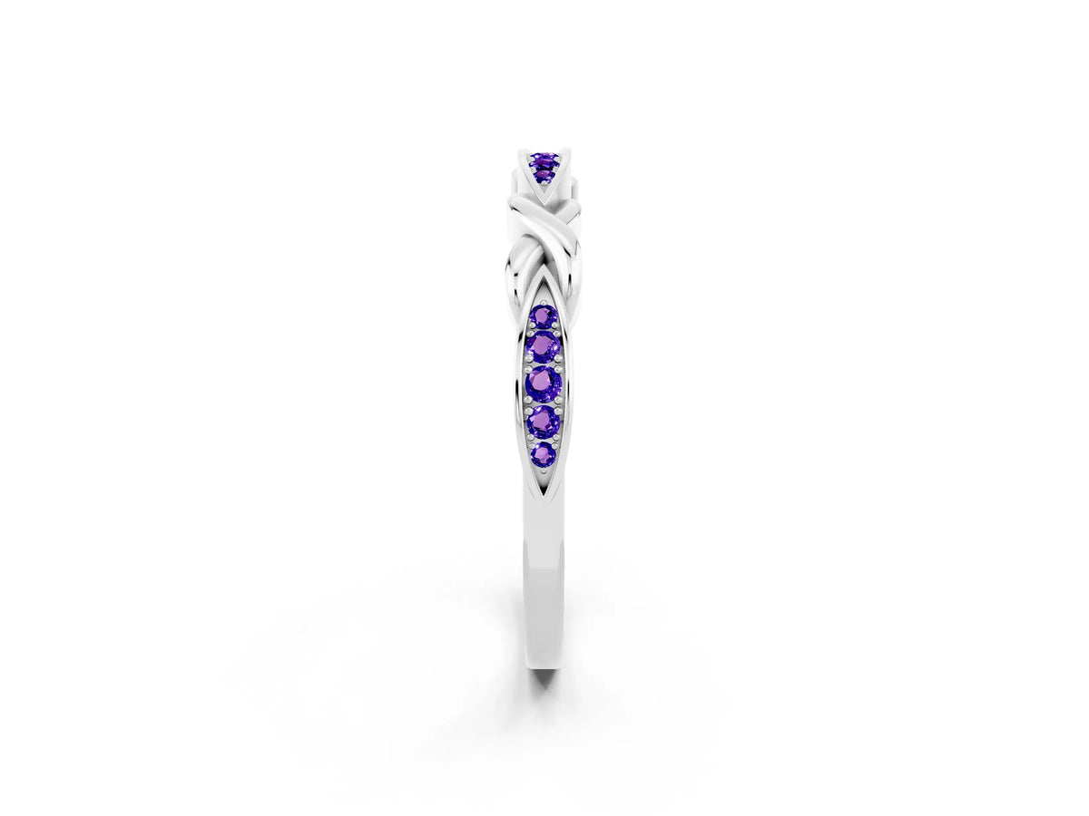 Twisted Marquise Tanzanite Pavé Band in Platinum with Shared Prong Setting