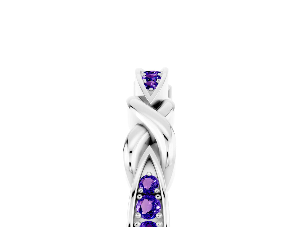 Twisted Marquise Tanzanite Pavé Band in Platinum with Shared Prong Setting
