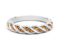 Twisted Pavé Round Citrine Eternity Band in Platinum with Shared Prong Setting 