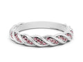 Twisted Pavé Round Morganite Eternity Band in Platinum with Shared Prong Setting 