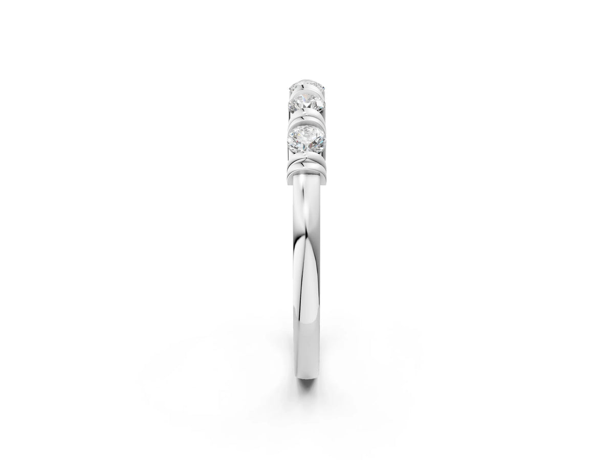 White gold Bezel-Set Round Diamond Half-Eternity Band