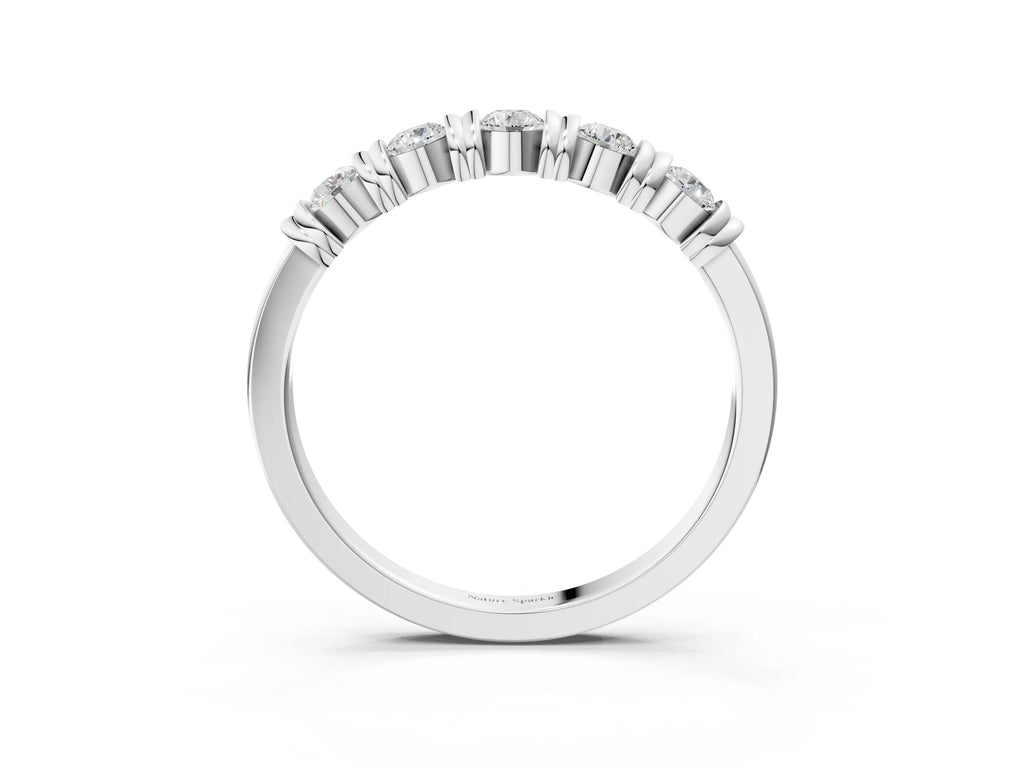 White gold Bezel-Set Round Diamond Half-Eternity Band