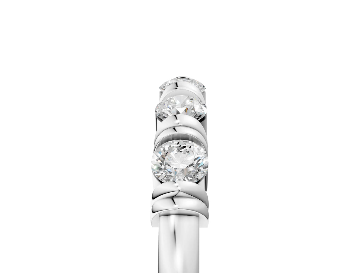 White gold Bezel-Set Round Diamond Half-Eternity Band