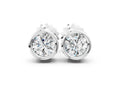White gold Bezel Set Round Diamond Stud Earrings with Push Back