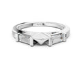 Silver Channel Set Baguette Diamond Flat Band with Bar Prong Setting
