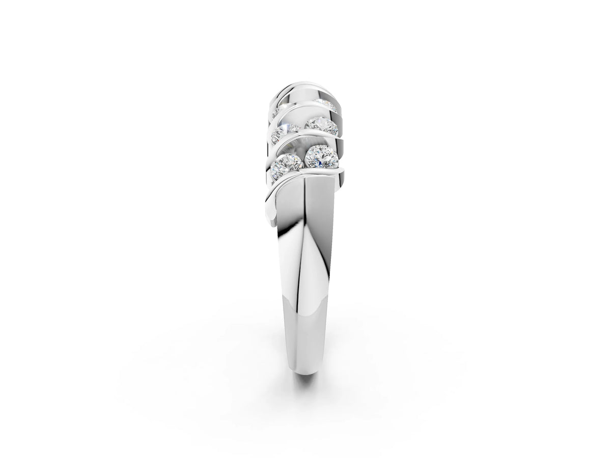 White gold Channel Set Round Diamond Multi-Row Band