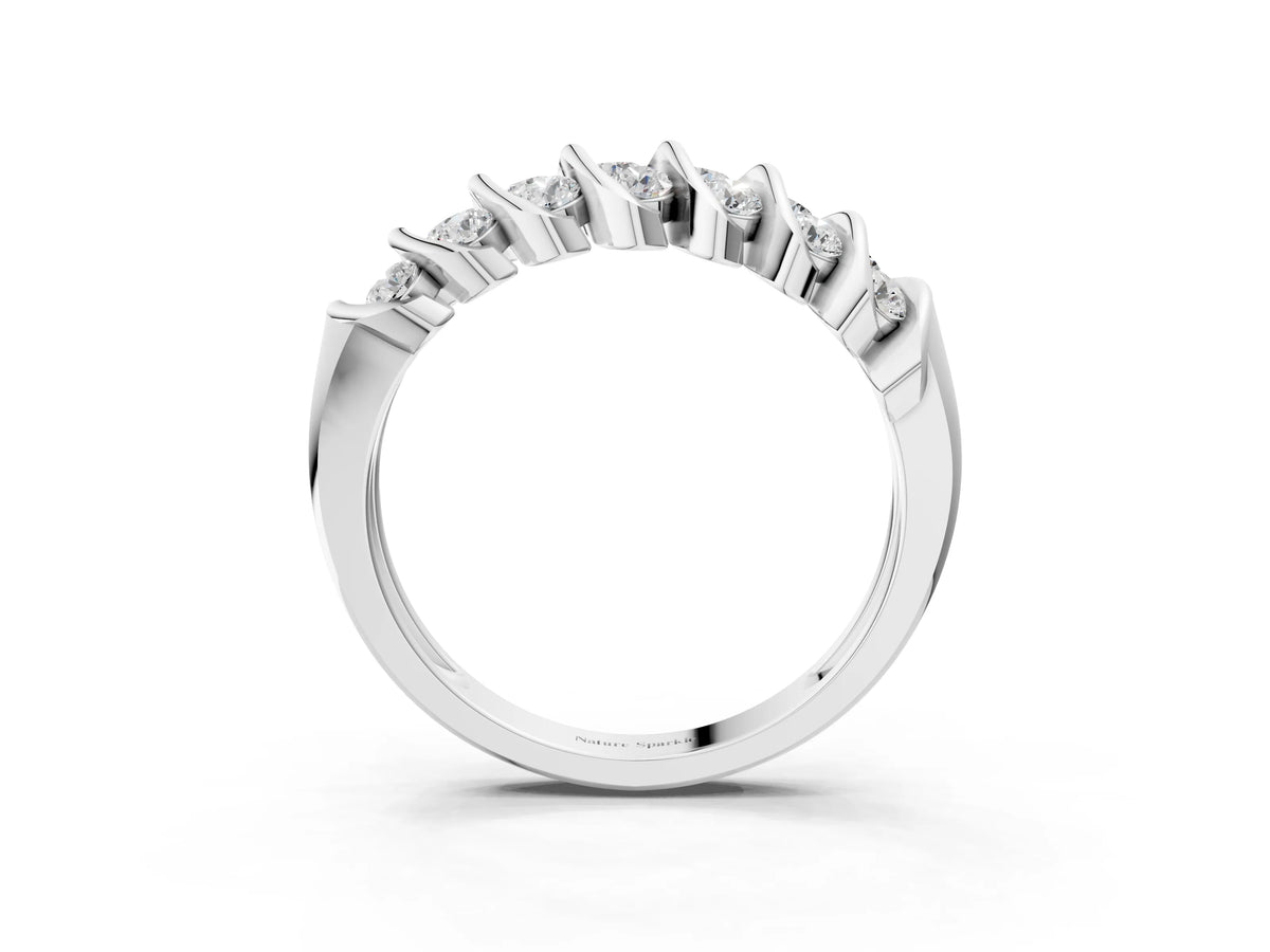 White gold Channel Set Round Diamond Multi-Row Band